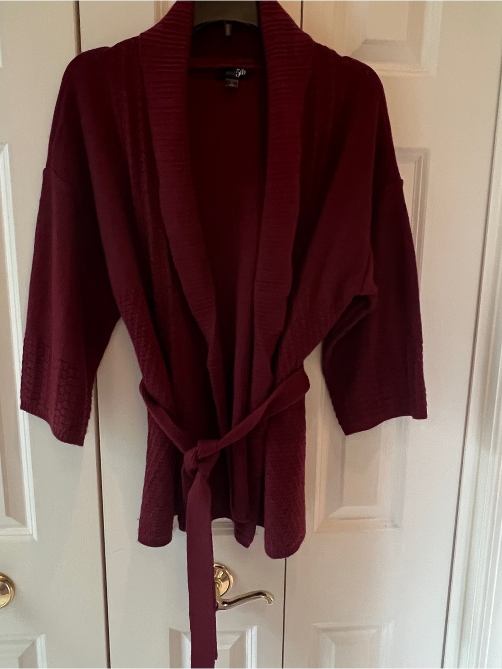 💕 East 5th Size L Deep Rust Belted Cardigan Shawl Collar Fall Textured Knit - Picture 6 of 10